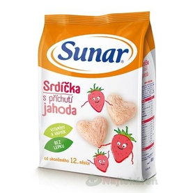 Sunar Detský snack Srdiečka s príchuťou jahoda (od ukonč. 12. mesiaca) 50 g