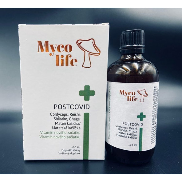 Myco life - POSTCOVID, roztok (cordyceps, reishi, shiitake, chaga a materská kašička) 1x100 ml