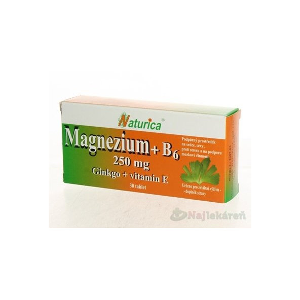 Naturica MAGNEZIUM 250 mg+B6+Ginkgo+vitamín E