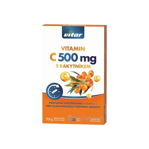 VITAR VITAMÍN C 500 mg S RAKYTNÍKOM cps s postupným uvoľňovaním 1x30 ks