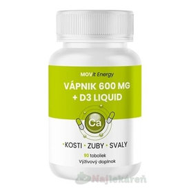 MOVit Vápnik 600 mg + D3 liquid, cps 1x90 ks