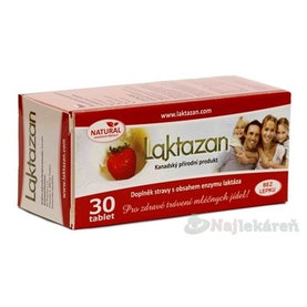 LAKTAZAN tablety enzým laktáza s príchuťou jahody 30ks