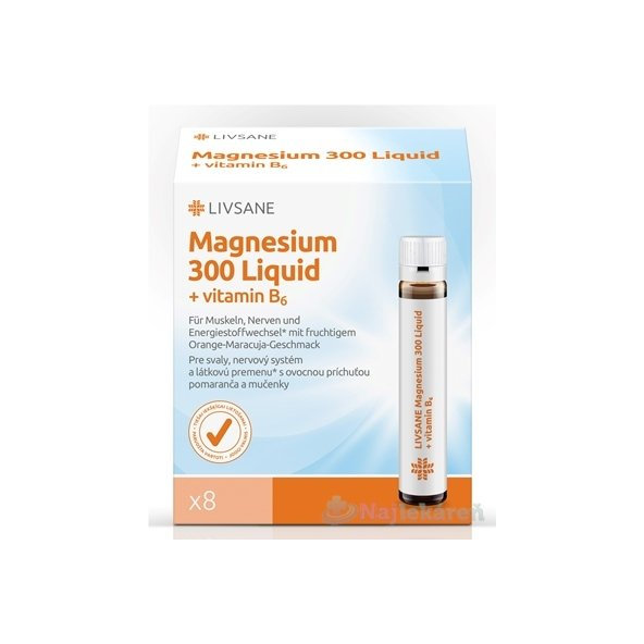 Livsane tekuté magnézium  s vitamínom B6 8x30ml