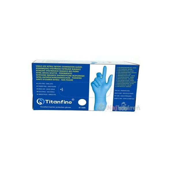 Titanfine Nitrilové vyšetrovacie rukavice veľkosť XL, bez púdru, 100 ks
