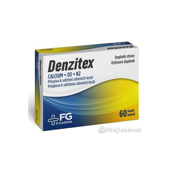 DENZITEX - pre zdravé kosti (Vápnik, Vitamín D3 a K2), 60 cps