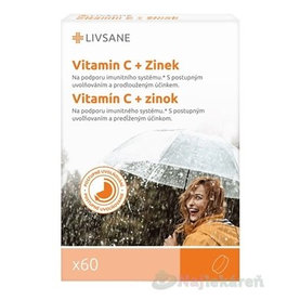 Livsane  vitamín C 240mg + Zinok 10mg, 60 tbl