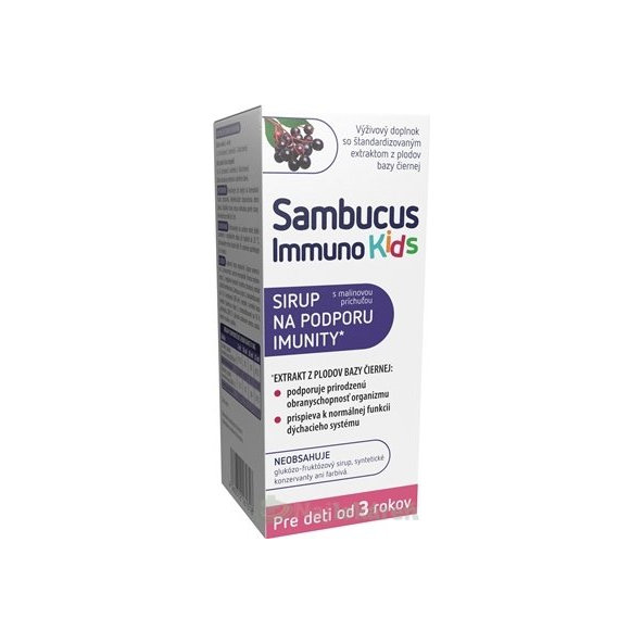 Sambucus Immuno Kids, malinový sirup, 120 ml