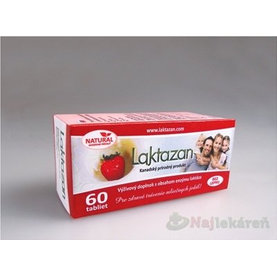 LAKTAZAN tablety,  enzým laktáza s príchuťou jahody 60 tbl