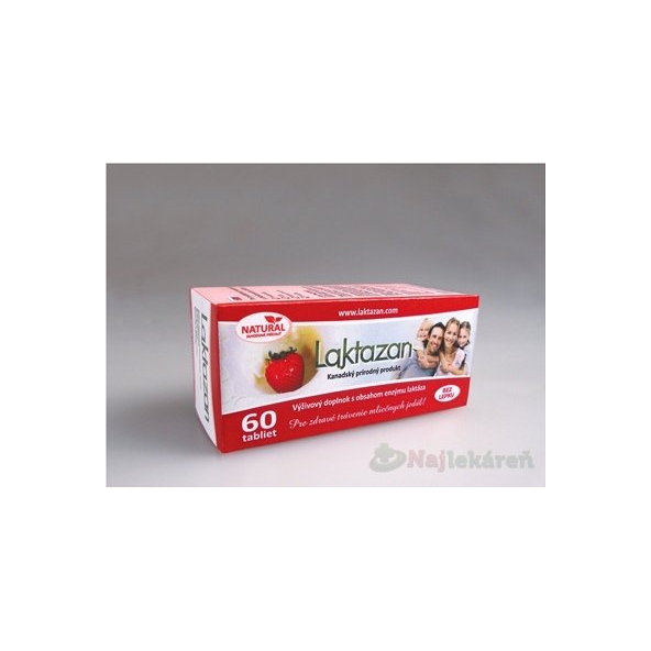 LAKTAZAN tablety,  enzým laktáza s príchuťou jahody 60 tbl
