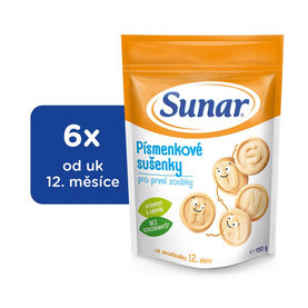 6x SUNAR Dětské sušenky písmenkové 150g