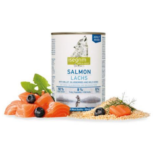 ISEGRIM dog Adult  Salmon with Millet, Blueberries & Wild Herbs konzervy pre psy 6x800g