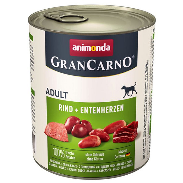 Animonda GRANCARNO® dog adult hovädzie a kačacie srdiečka 6 x 800g konzerva