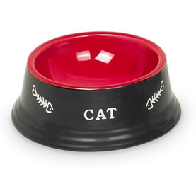 Keramická miska pre mačky "Cat" 140ml Ø14cm čierna/červená