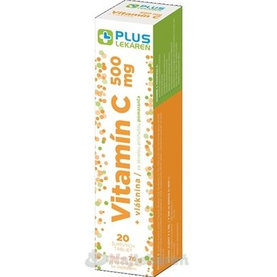 Plus Lekáreň Vitamín C 500mg + vláknina tbl eff s príchuťou pomaranča 20 ks