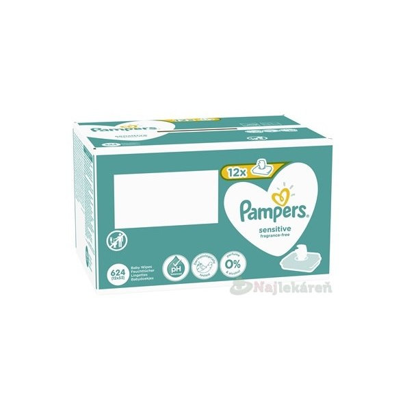 PAMPERS Baby Wipes Sensitive Box vlhčené obrúsky 12x52 ks (624 ks)