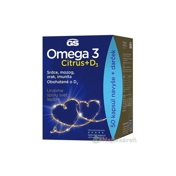 GS Omega 3 CITRUS + D3 darček 2022 (100+50 cps)
