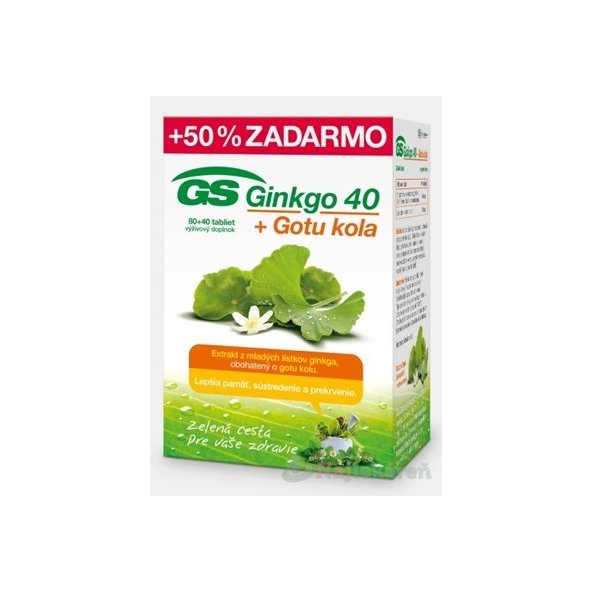 GS Ginkgo 40 + Gotu kola výživový doplnok, 120ks