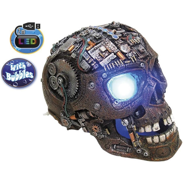 Cyborg lebka s LED dekorácia 20,8 cm