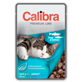 Calibra KAPSIČKA Premium cat Adult Pstruh & losos v omáčke 24x100g