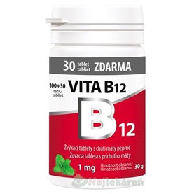 Vitabalans VITA B12 1 mg žuvacie tablety s príchuťou mäty 100+30 zdarma