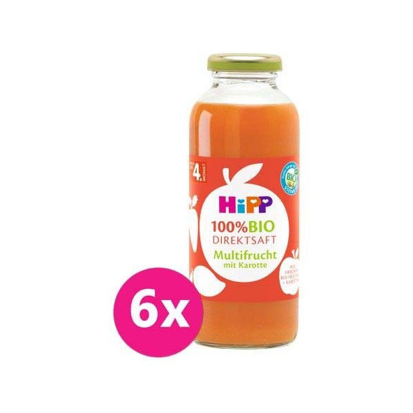6x HiPP 100 % Bio Juice Ovocna šťava s mrkvou