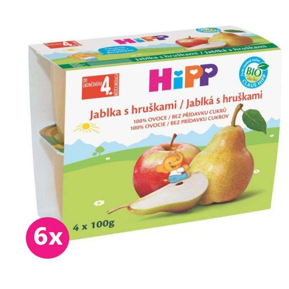 6x HiPP BIO jablkový s hruškami (4x100 g) - ovocný příkrm