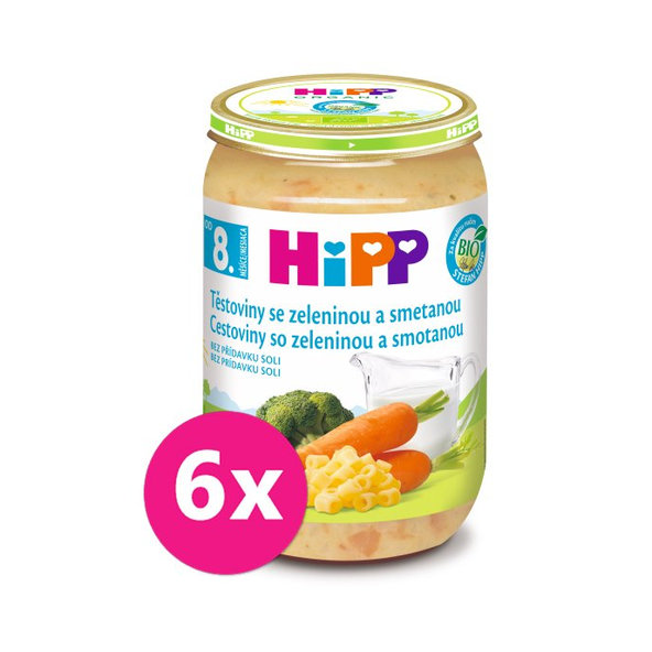 6x HiPP BIO Cestoviny so zeleninou a smotanou od 8. mesiaca, 220 g