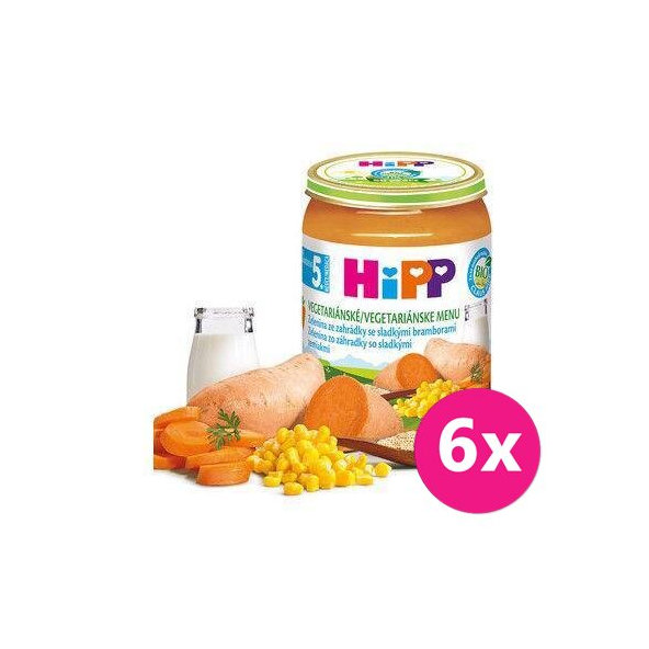 6x HiPP Príkrm zeleninovo-mäsový BIO Zelenina zo záhradky so sladkými zemiakmi 190g