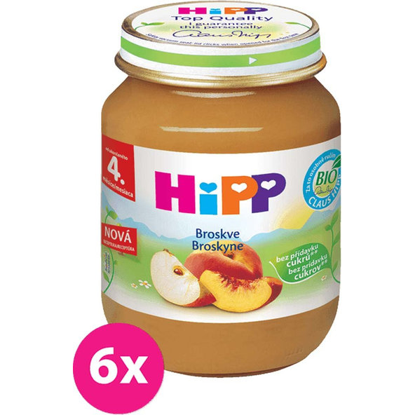 6x HiPP broskvový (125 g) - ovocný příkrm