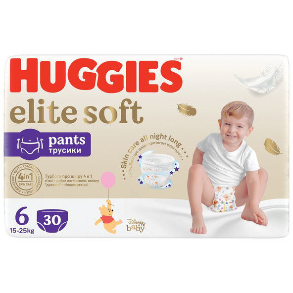 HUGGIES® Nohavičky plienkové jednorazové Elite Soft Pants 6 (15-25 kg), 30 ks