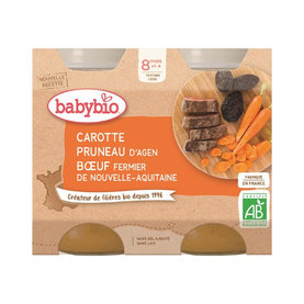 2x BABYBIO Menu mrkva a sušené slivky s hovädzím mäsom (200 g)