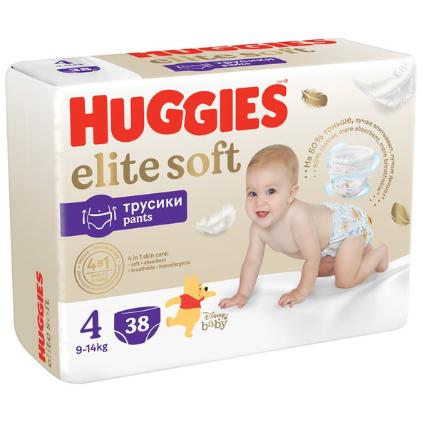 2x HUGGIES® Elite Soft Pants Nohavičky plienkové jednorázové 4 (9-14 kg) 38 ks