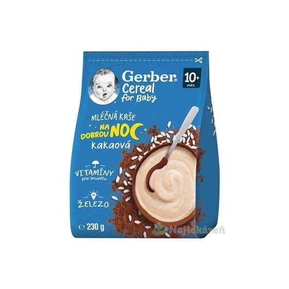 Gerber Cereal Mliečna KAŠA Dobrú noc Kakaová (od ukonč. 10. mesiaca) 230 g