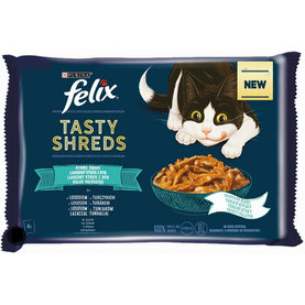 FELIX Tasty shreds cat Multipack losos&tuniak v šťave kapsičky pre mačky 4x80g