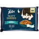 FELIX Tasty shreds cat Multipack losos&tuniak v šťave kapsičky pre mačky 4x80g