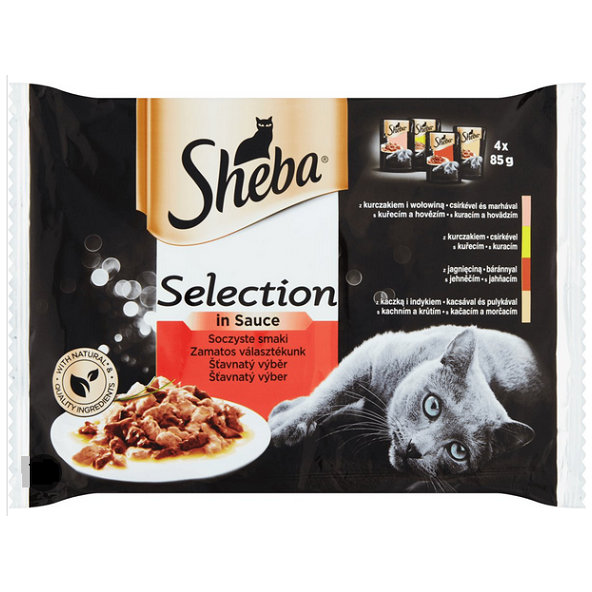 SHEBA SELECTION Šťavnatý výber v šťave kapsičky pre mačky 4x85g