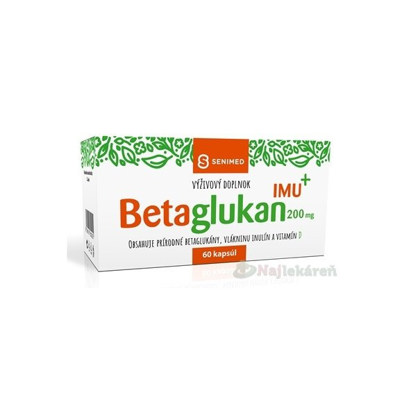 SENIMED Betaglukan 200 mg IMU + s vlákninou a vitamínom D, 60 ks