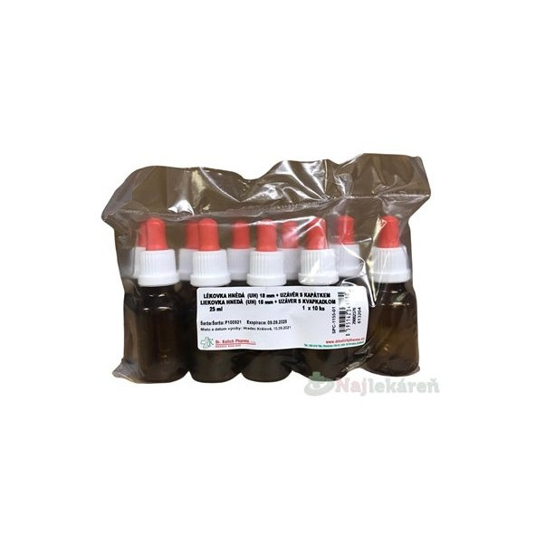 Liekovka hnedá 25 ml - FAGRON/K so skrutkovacím uzáverom s kvapkadlom 10 ks