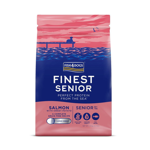 FISH4DOGS Granule veľké pre starších psov Finest losos so sladkými zemiakmi 1,5kg, 8+