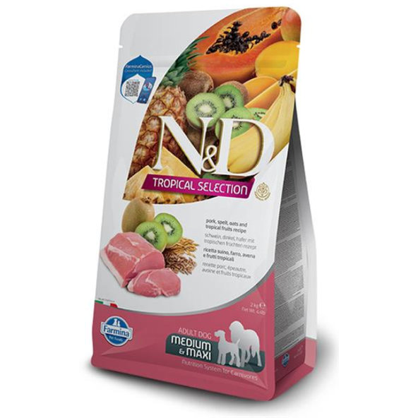 Farmina N&D dog TROPICAL SELECTION (AG) adult medium&maxi, pork granule pre psy 10kg