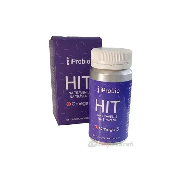 iProbio HIT na Trávenie +Omega 3 probiotíká na trávenie 60 kapsúl