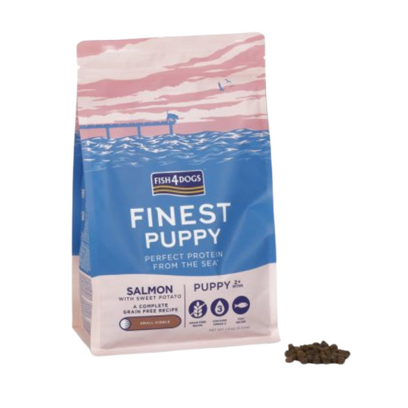 FISH4DOGS Granule malé pre šteniatka Finest losos so sladkými zemiakmi 6 kg, 2m+