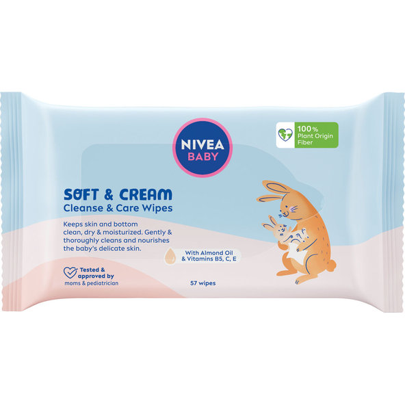 NIVEA BABY Čistiace obrúsky SOFT&CREAM 57 kusov