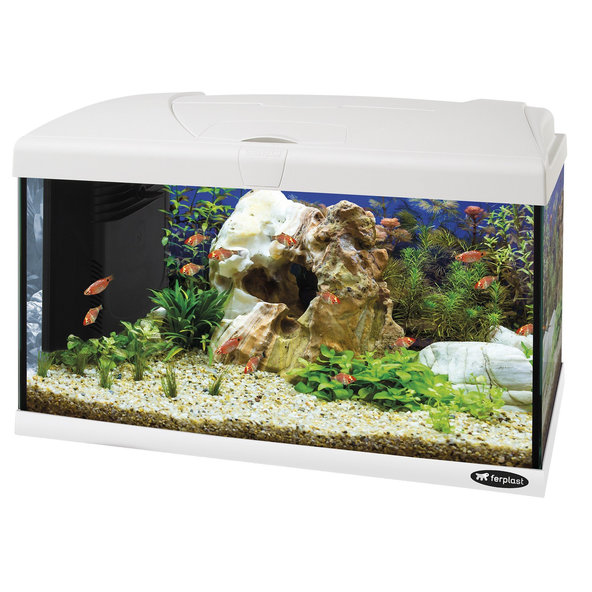 Ferplast CAPRI 60 LED WHITE sklenené akvárium s LED lampou, vnútorným filtrom a ohrievačom