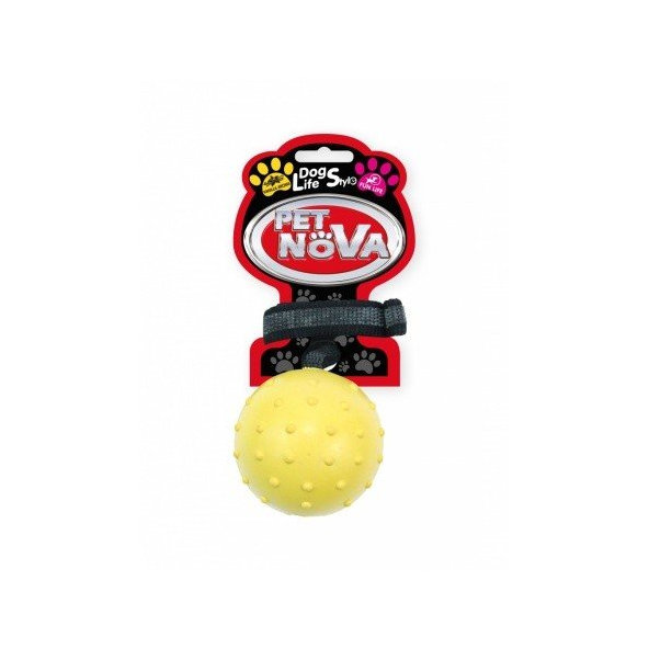 Pet Nova RUB ROPEBALL M YELLOW hračka pre psy tvrdá gumená loptička žltá 6cm