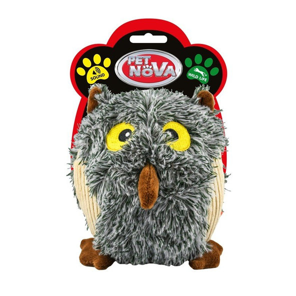 Pet Nova PLU OWL GRAY plyšová hračka pre psy 15cm