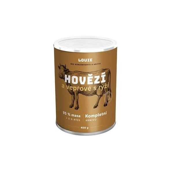 LOUIE Konzerva LOUIE hovädzie, bravcové, ryža 400g pre psov