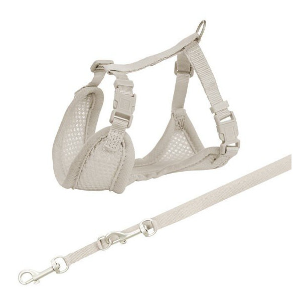 Trixie Junior puppy soft harness with leash, S–M: 26–34 cm/10 mm, 2.00 m, light grey