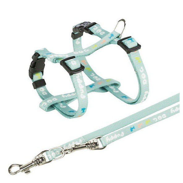 Trixie Junior puppy harness with leash, S–M: 23–34 cm/8 mm, 2.00 m, mint