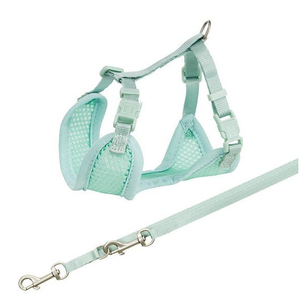 Trixie Junior puppy soft harness with leash, S–M: 26–34 cm/10 mm, 2.00 m, mint